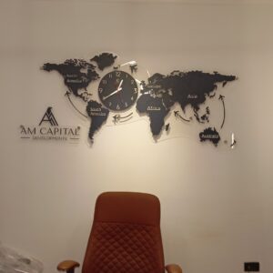 World Map Clock Wallart, Office Elegant Choice