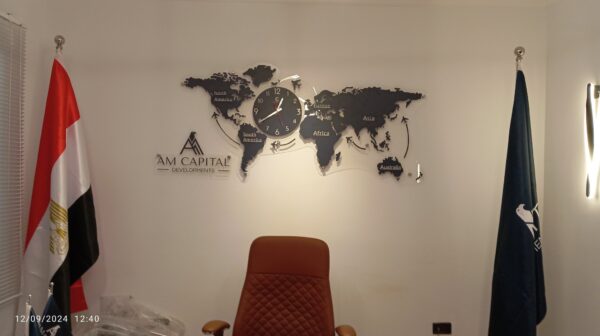 World Map Clock Wallart, Office Elegant Choice