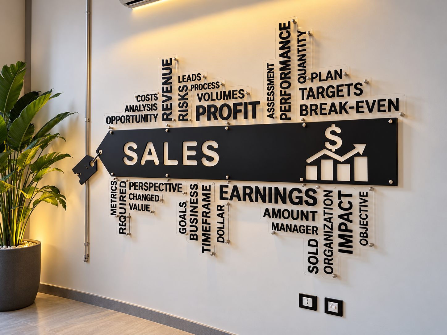 Modern wooden and acrylic office wall décor