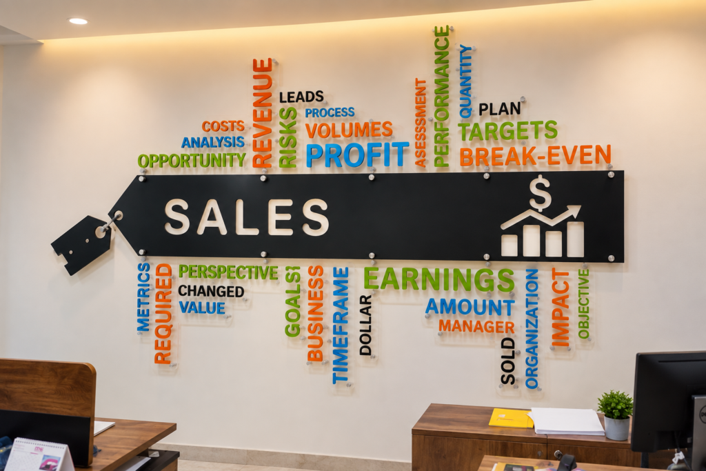 Sales office decor for sales team workspace customized colors