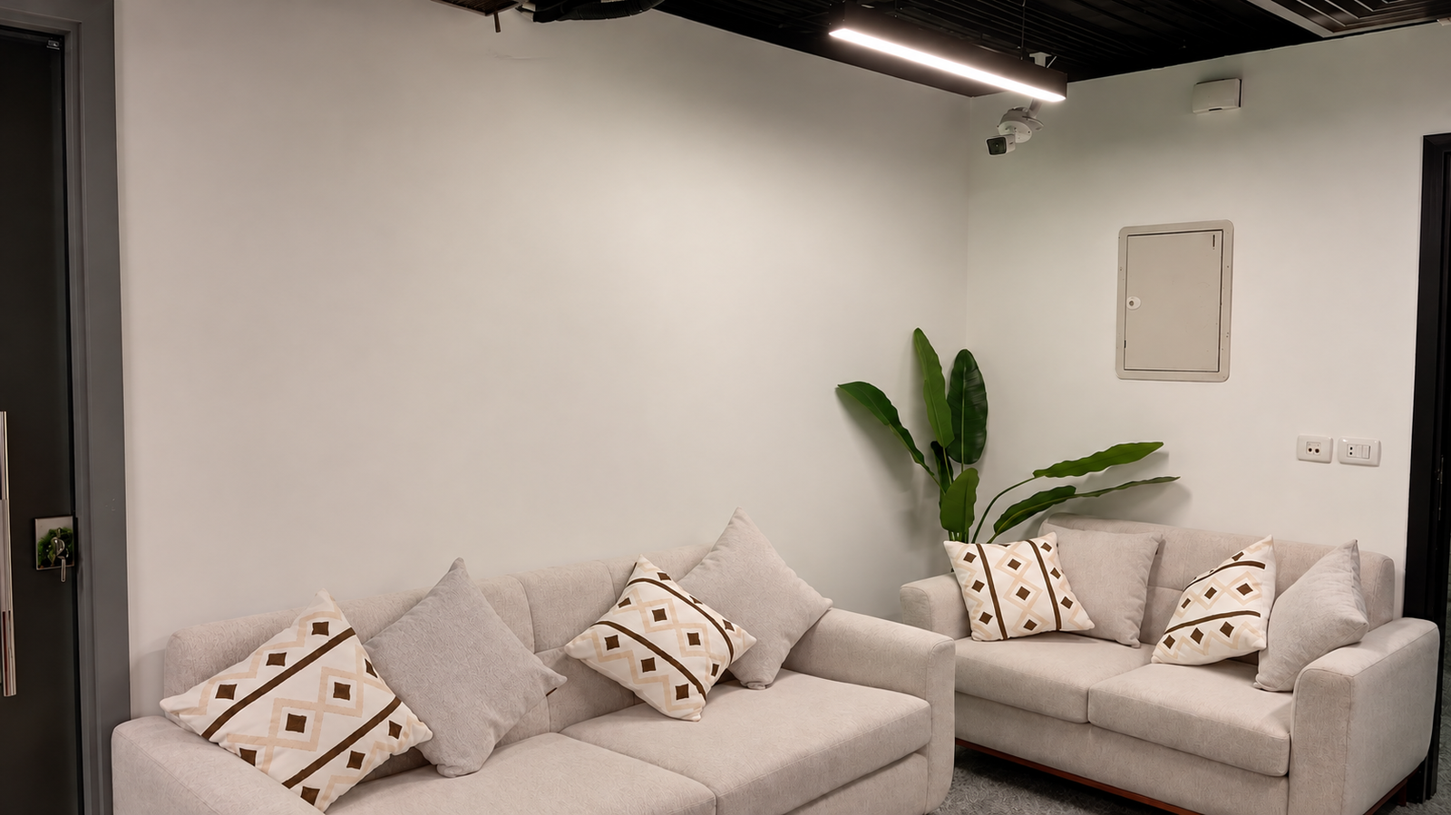 Office wall before world map installation