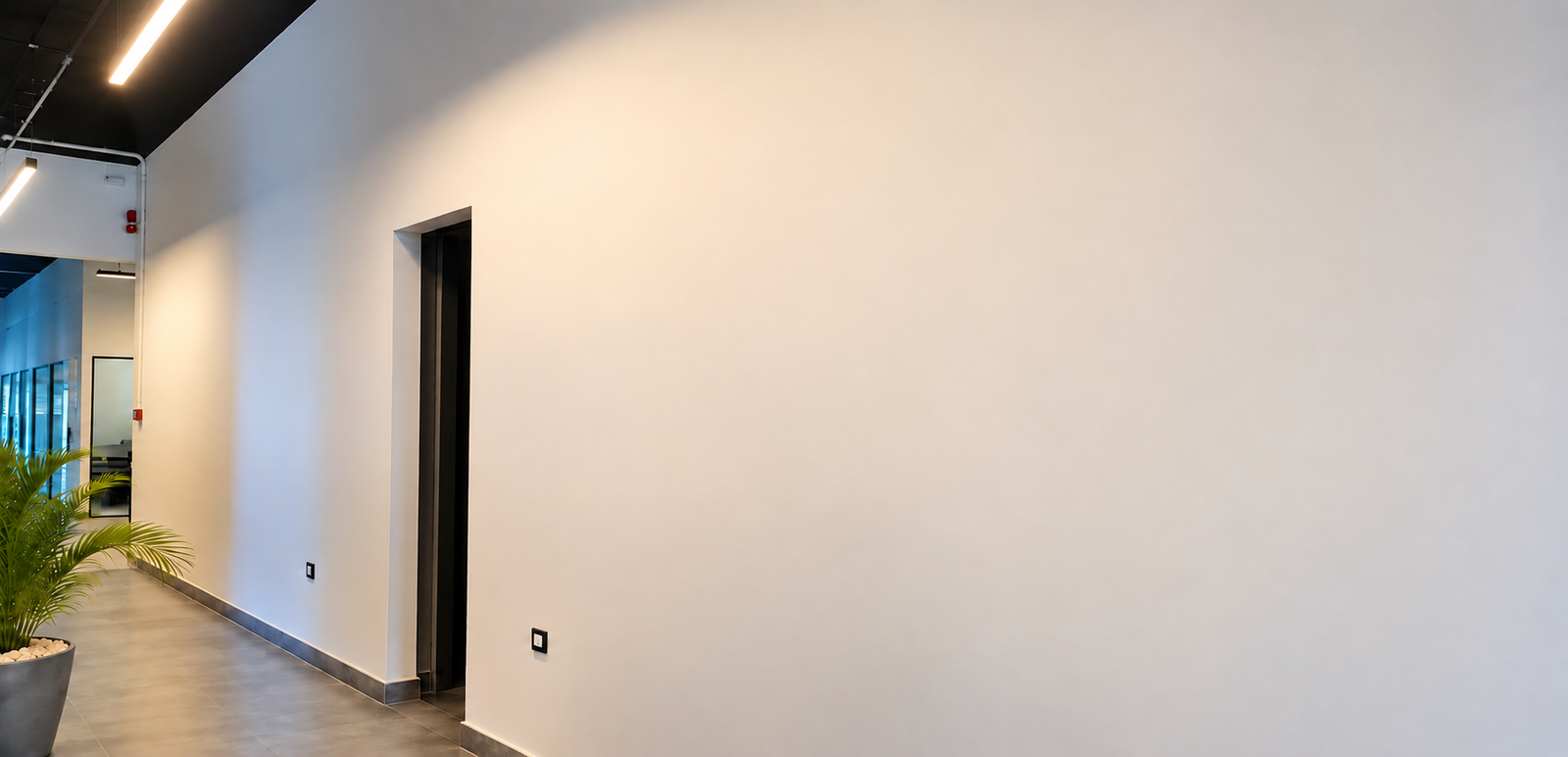 Office wall before world map installation